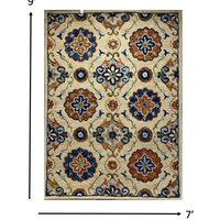 Cream Cottage Floral Suzani Area Rug