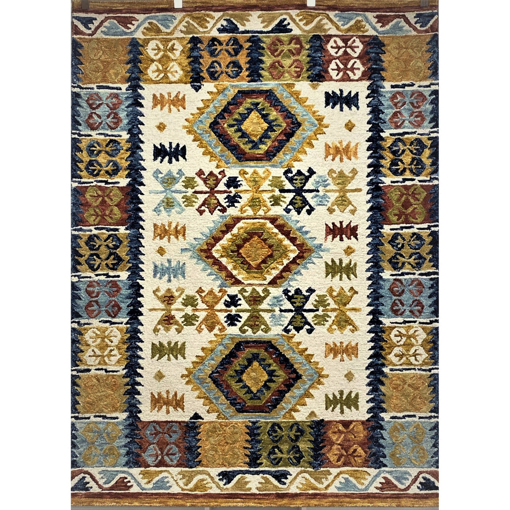 5’ x 7’ Brown and Blue Southwestern Area Rug