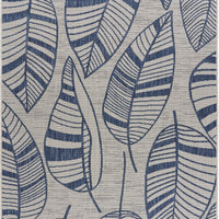 5’ x 7’ Navy Leaves Indoor Outdoor Area Rug