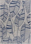 8’ x 10’ Navy Leaves Indoor Outdoor Area Rug