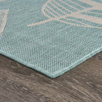 8’ x 10’ Teal Leaves Indoor Outdoor Area Rug