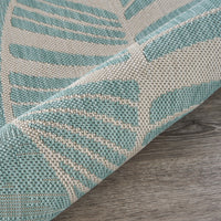 8’ x 10’ Teal Leaves Indoor Outdoor Area Rug