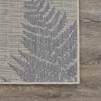 5’ x 7’ Navy Fern Leaves Indoor Outdoor Area Rug