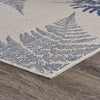 5’ x 7’ Navy Fern Leaves Indoor Outdoor Area Rug