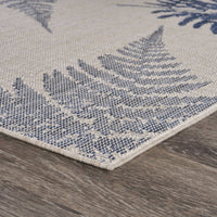 5’ x 7’ Navy Fern Leaves Indoor Outdoor Area Rug