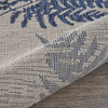 5’ x 7’ Navy Fern Leaves Indoor Outdoor Area Rug