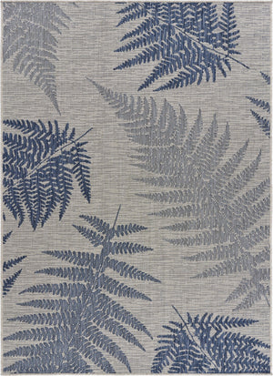 8’ x 10’ Navy Fern Leaf Indoor Outdoor Area Rug