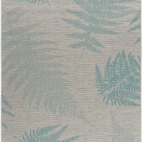 5’ x 7’ Teal Fern Leaves Indoor Outdoor Area Rug