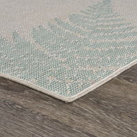 5’ x 7’ Teal Fern Leaves Indoor Outdoor Area Rug