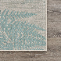 8’ x 10’ Teal Fern Leaves Indoor Outdoor Area Rug