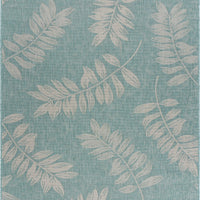 5’ x 7’ Teal and Ash Sprigs Indoor Outdoor Area Rug