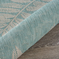 5’ x 7’ Teal and Ash Sprigs Indoor Outdoor Area Rug