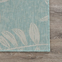 5’ x 7’ Teal and Ash Sprigs Indoor Outdoor Area Rug