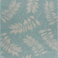 8’ x 10’ Teal and Ash Sprigs Indoor Outdoor Area Rug