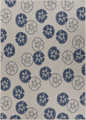 8’ x 10’ Navy Sand Dollar Indoor Outdoor Area Rug