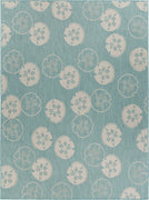 8’ x 10’ Teal Sand Dollars Indoor Outdoor Area Rug