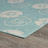 8’ x 10’ Teal Sand Dollars Indoor Outdoor Area Rug