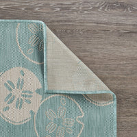 8’ x 10’ Teal Sand Dollars Indoor Outdoor Area Rug