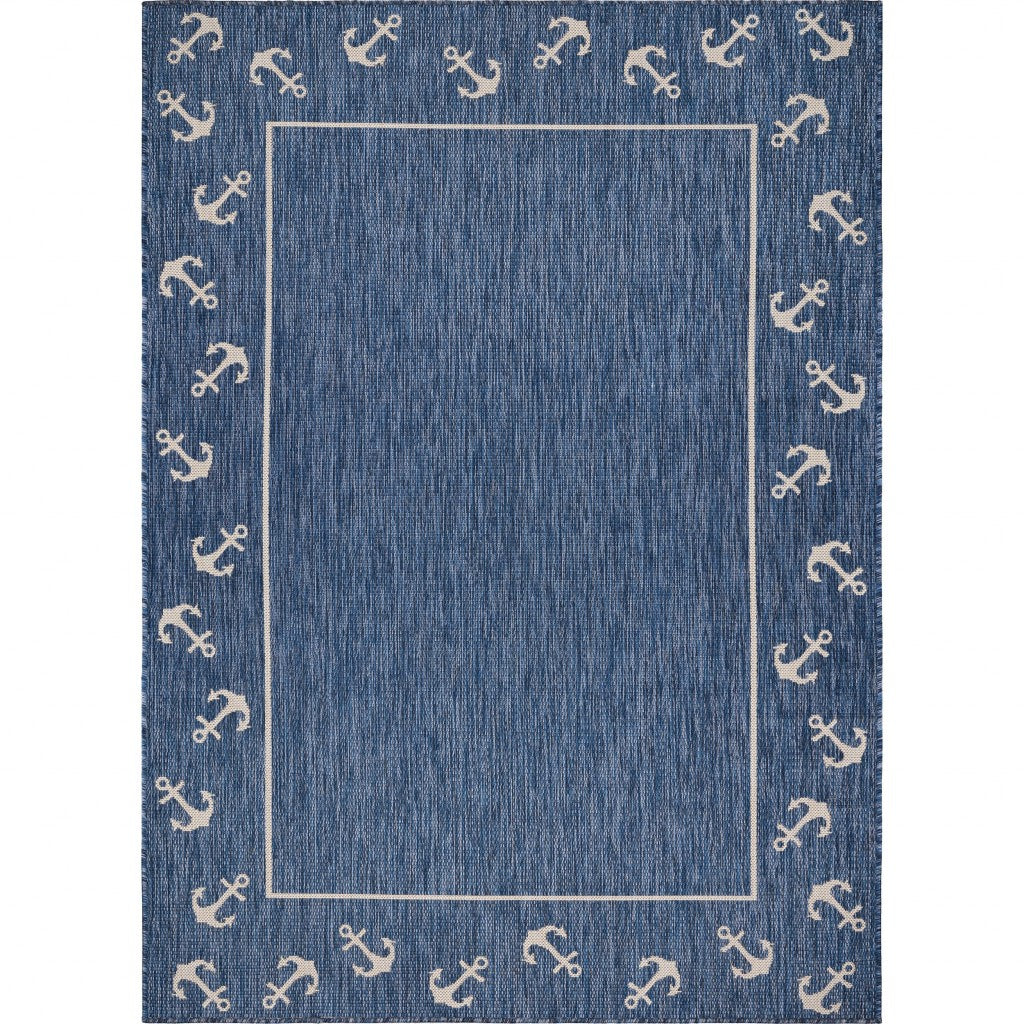 8’ x 10’ Navy Anchor Indoor Outdoor Area Rug