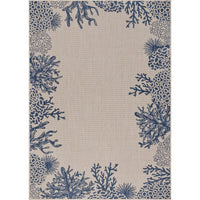 8’ x 10’ Navy Reef Border Indoor Outdoor Area Rug