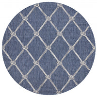 8’ Round Navy Knot Indoor Outdoor Area Rug