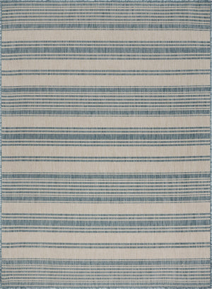 5’ x 7’ Teal Uneven Stripe Indoor Outdoor Area Rug