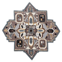 7’ Gray and Beige Medallion Area Rug