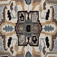 7’ Gray and Beige Medallion Area Rug