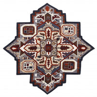 7’ Maroon and Gray Medallion Area Rug