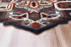 7’ Maroon and Gray Medallion Area Rug