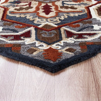 7’ Maroon and Gray Medallion Area Rug