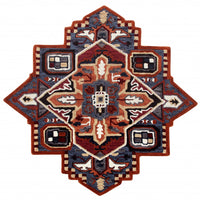 5’ Maroon and Blue Medallion Area Rug