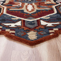 5’ Maroon and Blue Medallion Area Rug