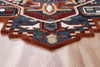 7’ Maroon and Blue Medallion Area Rug