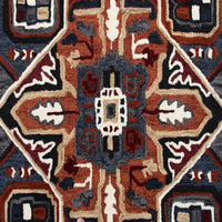 7’ Maroon and Blue Medallion Area Rug