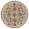 4’ Round Beige Floral Medallion Area Rug