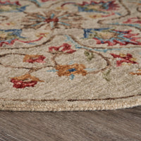 4’ Round Beige Floral Medallion Area Rug