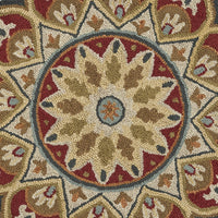 4’ Round Red Decorative Petaled Edge Area Rug