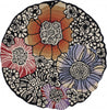 4’ Round Red and Black Floral Area Rug