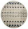 6’ Round Blue and Cream Striped Diamonds Area Rug