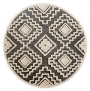 6’ Round Gray and Cream Geometric Area Rug