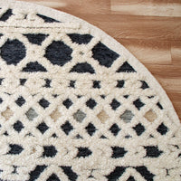 4’ Round Blue and Cream Decorative Area Rug