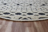 6’ Round Blue and Cream Decorative Area Rug