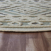 4’ Round Cream Modern Geometric Area Rug