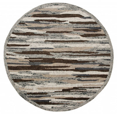 6’ Round Brown and Gray Camouflage Area Rug