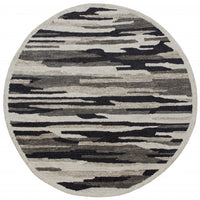 4’ Round Black and Gray Camouflage Area Rug