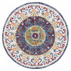 4’ Round Blue and White Ornate Medallion Area Rug