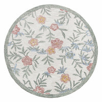 6’ Round Gray Floral Traditional Area Rug