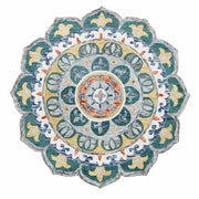 6’ Round Teal Floral Mandala Area Rug