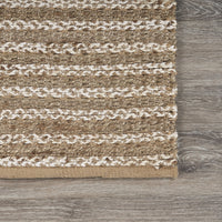 2’ x 6’ Tan and Beige Braided Stripe Runner Rug